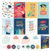 Decorably 16 Pack Foiled 5x7in Inspirational Assorted Graduation Cards with Envelopes & Stickers - 8 Festive Designs for College, Highschool, Her, Him, with Printed Message Inside - Gifting, Mailing