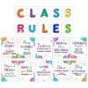 Decorably 20 Colorful Class Rules Poster for Classroom