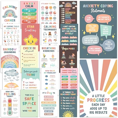 Decorably 20 Colorful Class Rules Poster for Classroom Decor