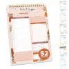 Decorably 52 Sheets Boho Celestial Undated Daily to Do List Notepad, 6.5x10" Spring-Bound Planner, Easy Tear-Off, for Schedule, Priorities, Agenda, Water Intake, Meals, Notes & Doodles, Home, Office