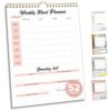 Decorably 52 Sheets Minimal Pink Undated Weekly Meal Planner and Grocery List with 4 Strong Magnets - 8.5x11in Spring-Bound, Refrigerator Mountable, Easy Tear-Off Design