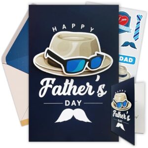 Decorably 5x8in Individual Fathers Day Card for Dad with Hat