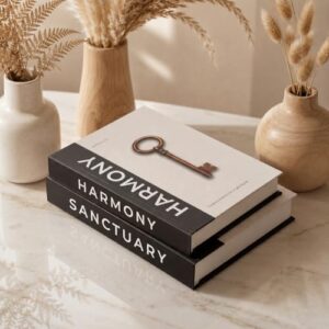 Decorative Books for Home Decor with Storage – Set of 2 Faux Linen Book Boxes with Aesthetic Covers – Enhance Your Coffee Table, Bookshelf Decor – Hidden Storage for Photos, Keepsakes, and Jewelry
