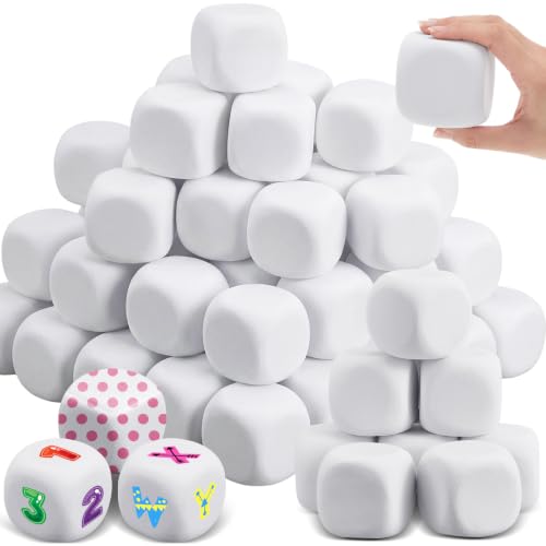 Deekin 150 Pcs Back to School 1.96 Inch White Blank Dice EVA Foam Dice Graffiti Foam Blocks for Crafting Game Counting Creative Painting Modeling Art Project Floral Arrangements Party Supplies
