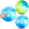 Deekin 2 Pcs 18 Inch Marbleized Bouncy Balls Large Inflatable Rubber Sensory Ball for Playground Outdoor (Blue and Green)