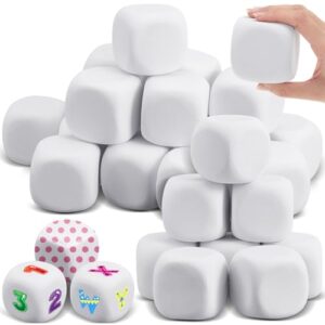 Deekin 50 Pcs Back to School 2.5 Inch White Blank Dice EVA Foam Dice Graffiti Foam Blocks for Crafting Game Counting Creative Painting Modeling Art Project Floral Arrangements Party Supplies