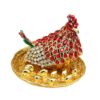 Deevoka Enameled Chicken Figurine Jewelry Box Jewelry Organizer Hen Style Decorative