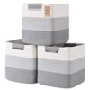 Degeyoyo 12 Inch Storage Cubes, 3 Pack Cube Storage Bins for Organizing, Cotton Rope Woven Baskets for Shelves, Bathroom, Kids Room, Closets, Baby Nursery