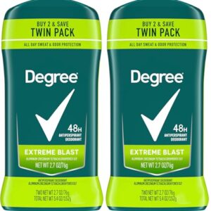 Degree Men Original Protection Antiperspirant Deodorant Extreme Blast Twin Pack 48-Hour Sweat and Odor Protection Antiperspirant For Men 2.7 oz (Pack of 2)