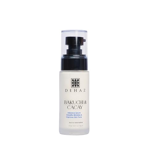 DEHAZ Bakuchiol & Cacay Retinol Alternative Face Serum, with Peptides, Niacinamide, Hyaluronic Acid & Glutathione, Firms and Smooths Fine Lines & Evens Skin Tone, Paraben-Free - 1.69 fl oz