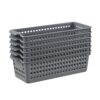 Dehouse 6-Pack Silm Plastic Storage Baskets, Drawer Pencil Trays, Gray