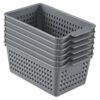 Dehouse 6 Pack Small Plastic Storage Baskets, Pantry Organizer Bins, Gray