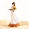 Dekismeos Teacher Figurine Resin Sculpture for Desk or Shelf Classroom and Office Decorative Keepsake,Standing Teacher with Book and Flowers