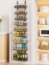 Delamu 9 Tier Over The Door Pantry Organizer, Pantry Organization and Storage, Hanging Spice Rack for Pantry Door Organizer, Metal Pantry Door Shelves for Kitchen Bathroom Laundry Room,15.3" Black