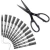 deli Black Non-Stick Scissors & Dual Tip Marker Pens Stationery Set