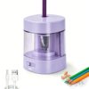 Deli Electric Pencil Sharpener, Automatic Pencil Sharpeners for No.2 Pencils Colored Pencils, USB & Battery Operated Pencil Sharpener for School, Home, Office, Classroom, Purple