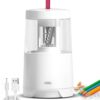 Deli Electric Pencil Sharpener, Automatic Pencil Sharpeners for No.2 Pencils Colored Pencils, Auto Stop, USB & Battery Operated for Students, Classroom, Home and Office, White