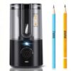 Deli Electric Pencil Sharpener, Fully Automatic Pencil Sharpener for 6.9-8mm No.2 & Colored Pencils, Auto in & Out, Rechargeable Hands-Free Sharpener for Classroom, Home, Office, Black