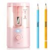 Deli Electric Pencil Sharpener, Fully Automatic Pencil Sharpener for 6.9-8mm No.2 & Colored Pencils, Auto in & Out, Rechargeable Hands-Free Sharpener for Classroom, Home, Office, Pink