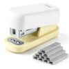 Deli Mini Stapler with 830 Staples, Small Cute Desk Staplers, 25 Sheet Capacity, White