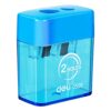 Deli Pencil Sharpener, Manual Pencil Sharpeners, Dual Holes with Lid, Random Color