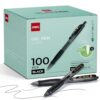 deli Pens Bulk, 100 Pcs Retractable Gel Pens Medium Point 0.7mm, Smooth Writing with Fast Dry Black Ink, No Bleed, Comfort Grip & Pocket Clip for School, Office, Home Supplies
