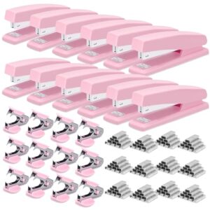 Deli Stapler, 12 Pack Staplers, 12000 Staples and 12 Staple Removers, Pink