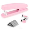 Deli Stapler, 25 Sheet Capacity, 1000 Staples & Staple Remover, Pink
