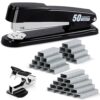 Deli Stapler Heavy Duty, 2000 Staples and Staple Remover, Black