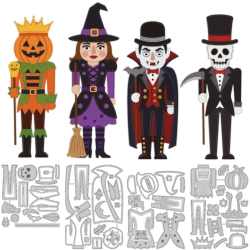 DELORIGIN Halloween Nutcracker Pumpkin Cat Cutting Die Card Making Die Stencil Carbon Steel Die Cuts Scrapbooking Embossing Template for Birthday Greeting Cards Craft Album Letter Invitation Decor