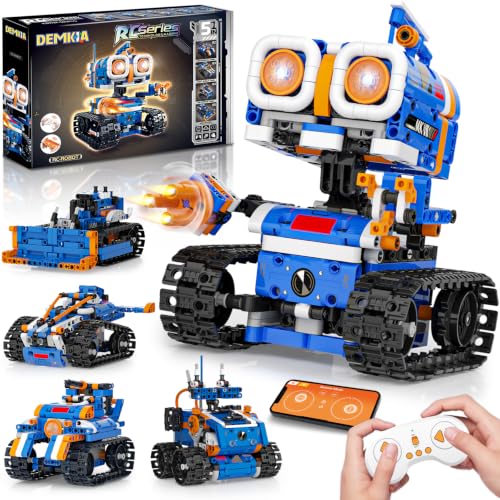 Demkia 5in1 STEM Robot Building Kit, 560 PCS APP/Remote Control Mech RC Robotics for Kids Ages 8-12, Science Kit Coding Robots Toy Set, Birthday Gifts for Boys Age 8-14+