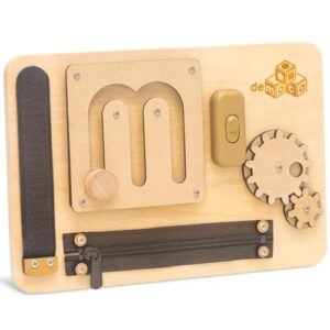 deMoca Toddler Busy Board for 1 Year Old, Montessori Baby Wooden Toy