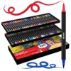 DENKSY 120 Dual Tip Acrylic Paint Markers Set | Colored Markers with Brush Tip | Art Markers for Adults | Acrylic Paint Pens for Rock Painting, Canvas, Glass, Wood, Ceramic, DIY Crafts, Fabric
