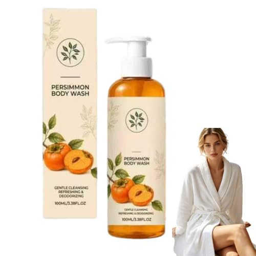 Deodorizing Persimmon Body Wash for Old People Smell and Nonenal, Moisturizing Mature Skin, Renewing & Purifying with Natural Persimmon, Deep Cleansing Body Deodorizing Soap Bar for Women & Men