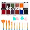 Depvision Alcohol Activated Face Paint SFX Makeup for Special Effects 12 Color Wound Bruise Waterproof Professional Makeup Artist with Sponges Brushes Skin Illustrator