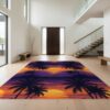 Design&I 6'x9' Sunset Orange Ocean Hawaiian Turquoise Washable Area Rug