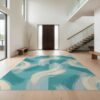 Design&I 6'x9' Teal Beige Abstract Brushwork Washable Area Rug