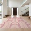Design&I 8'x10' Boho Arch Motif Vintage Distressed Panel Layout Pink Abstract Refined Structured Washable Area Rug Snag-Free Chair-Friendly Large for Dining Room, Large Office, Lounge