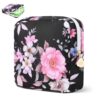 Desing Wish Period Bag for Girls Polyester Period Pouch Pad Bag First Period Kit for Teen Pads/Sanitary Napkins/Small Tampons, Feminine Hygiene Organizer for Women (Pink Flowers)
