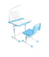 Desk and Chair Set Set with Adjustable Height, 40-Degree Tiltable Children Desktop, LED Light, Bookstand, Blue