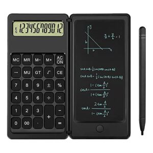Desk Calculator, Desktop Small Calculators with Writing Notepad, Basic 4-Function Math Large Button Calculator, School Supplies, Middle/High School Students (Black)