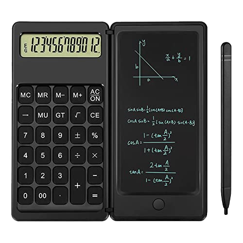 Desk Calculator, Desktop Small Calculators with Writing Notepad, Basic 4-Function Math Large Button Calculator, School Supplies, Middle/High School Students (Black)