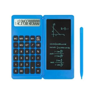 Desk Calculator, Desktop Small Calculators with Writing Notepad, Basic 4-Function Math Large Button Calculator, School Supplies, Middle/High School Students (Blue)