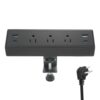 Desk Clamp Power Strip with USB C 40W Fast Charge 4 USB Ports 3 AC Outlets (Black)