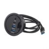 Desk Grommet Hub USB 3.0 Dual Port Audio Interface for Desktop PC Laptop Cable Management Black 69mm