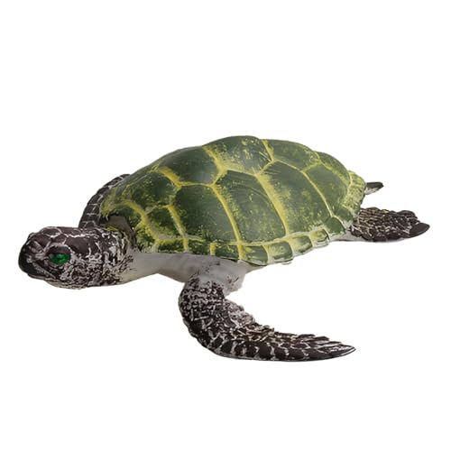 Deskium Green Sea Turtle Figure, Realistic Ocean Animal Model, 3.7 x 3.7 x 1.2 in / 9.5 x 9.5 x 3 cm, Lightweight Plastic Sea Turtle Model for Tabletop Display, Youngster's Educational Toy