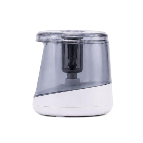 Desk Pencil Sharpener with Transparent Shavings Container and Battery Powered Sharpening for School Home Study Tasks Electric Pencil Sharpener Battery Powered Desk Transparent Shavings Bin Top Entry