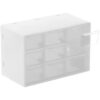 Desk Storage Organizer with 9 Drawers, 3 Tier Stackable Craft Drawer Cabinet, Transparent Small Desktop Storage Box, Wall mounted for Bedrooms, Living Rooms, Offices, Makeup, Jewelry, Office Supplies