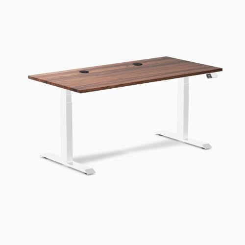 Desky Dual Hardwood Sit Stand Desk - 60x30 with Grommets Adjustable Standing Desk - Ergonomic Sit & Stand Up Desk - Standing Desk - Adjustable Height Sit Stand Desk - Walnut Real Wood Desk