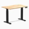 Desky Dual Mini Rubberwood Standing Desk - 40" with Grommets Sit Stand Desk - Dual Motor, 308.6 lbs Capacity, Height Adjustable - Natural Top & Matte Black Frame
